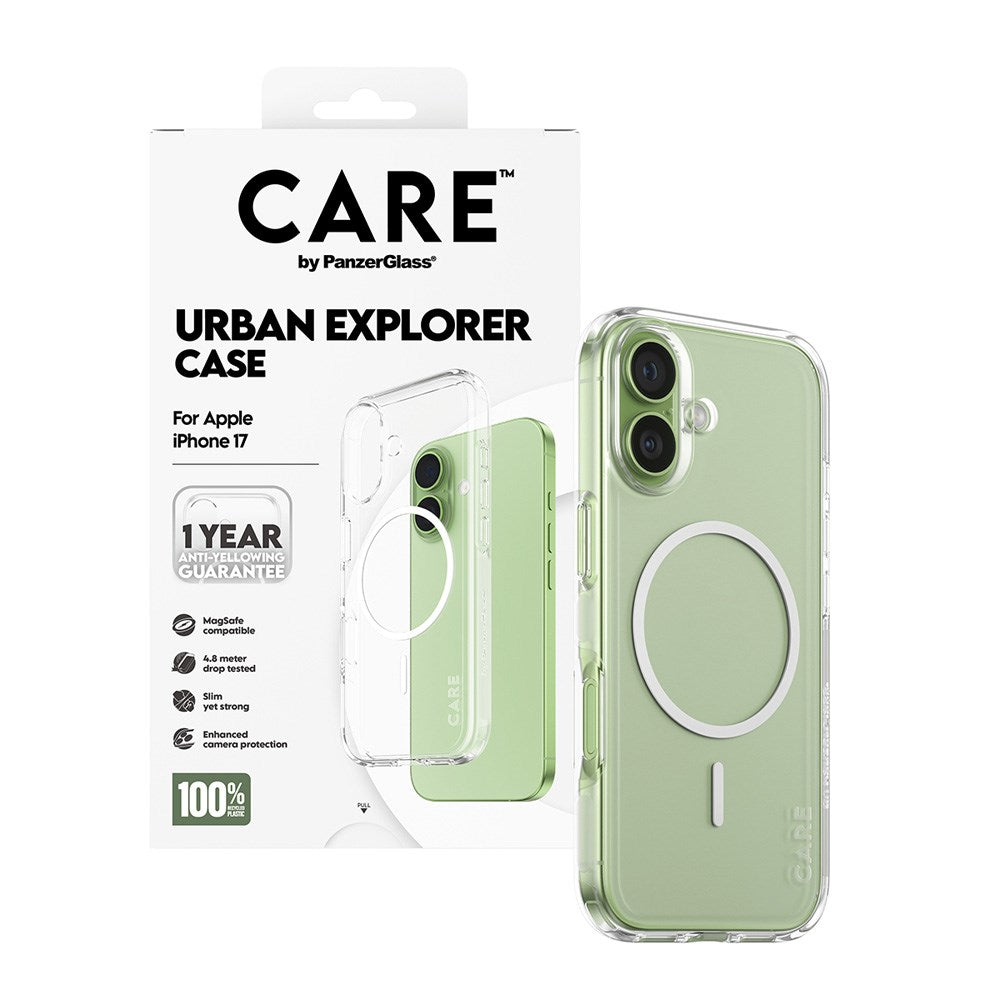 iPhone 17 CARE by PanzerGlass FLAGSHIP Urban Explorer Cover - MagSafe Kompatibel - Transparent
