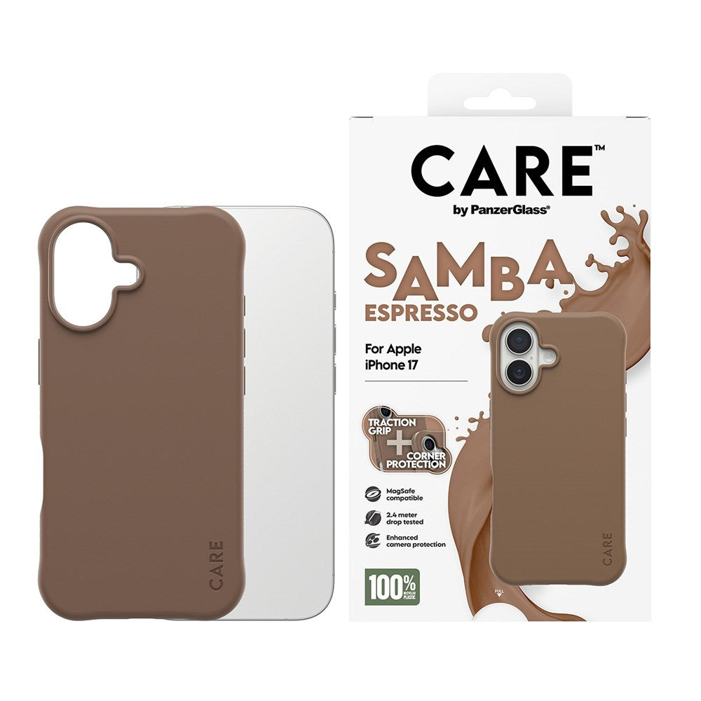iPhone 17 CARE by PanzerGlass Fashionable Samba Mobil Cover - MagSafe Kompatibel - Espresso
