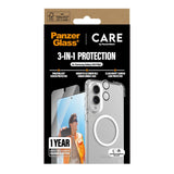 CARE by PanzerGlass - Samsung Galaxy S25 Edge - 3-i-1 FLAGSHIP Bundle - Cover / Skærmbeskyttelse (UWF) / Kamerabeskyttelse - Gennemsigtig / Hvid