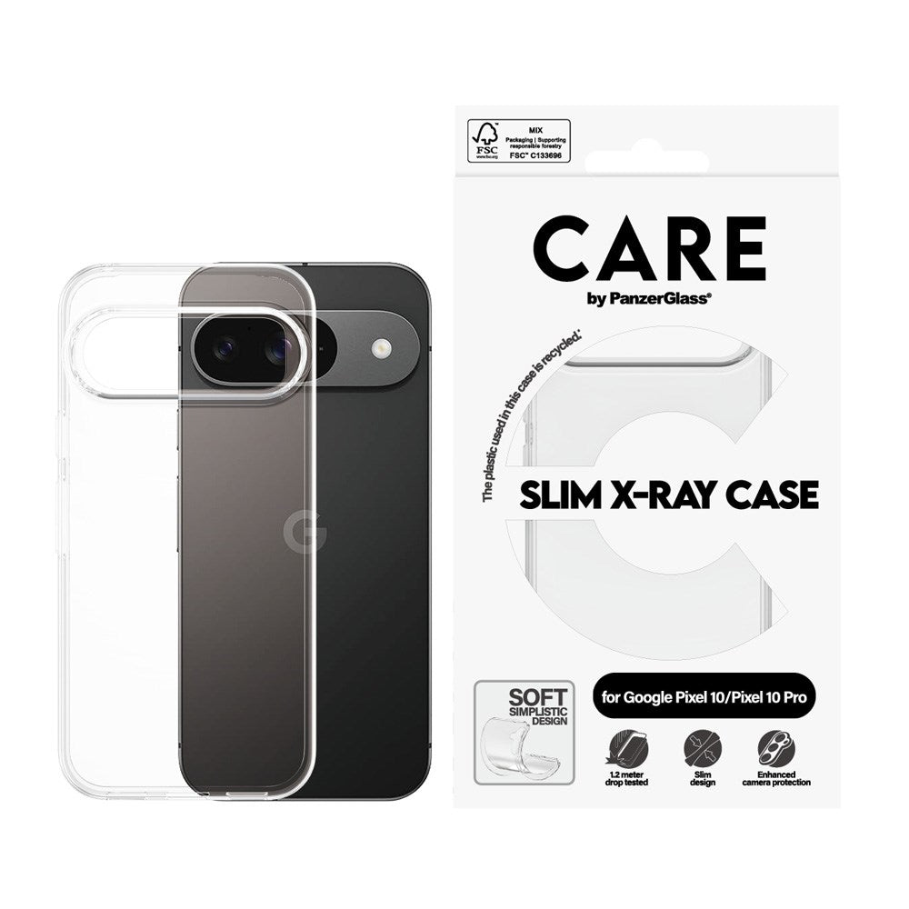 Google Pixel 10 / 10 Pro - CARE by PanzerGlass Fashionable Transparent X-Ray Soft Basic Cover - Gennemsigtig