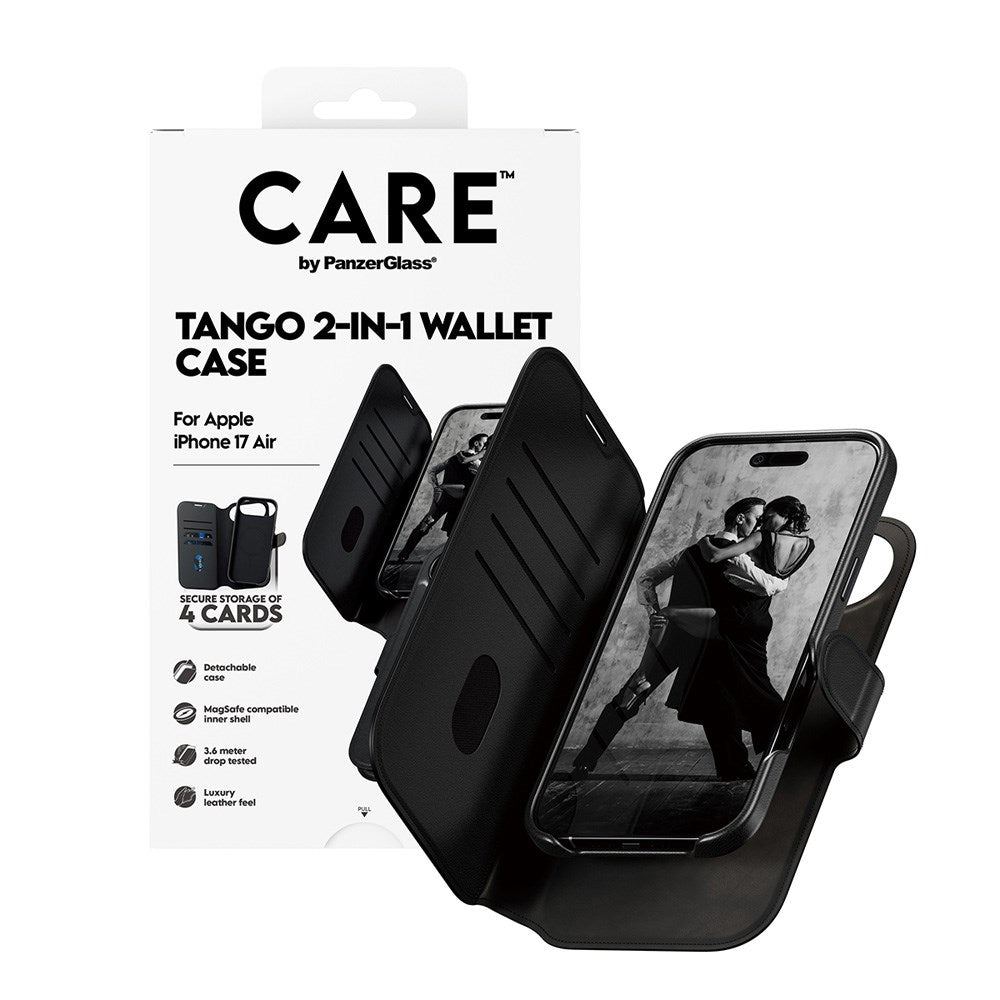 iPhone Air CARE by PanzerGlass Feature Tango 2-in-1 Mobil Cover m. Kortholder - Sort