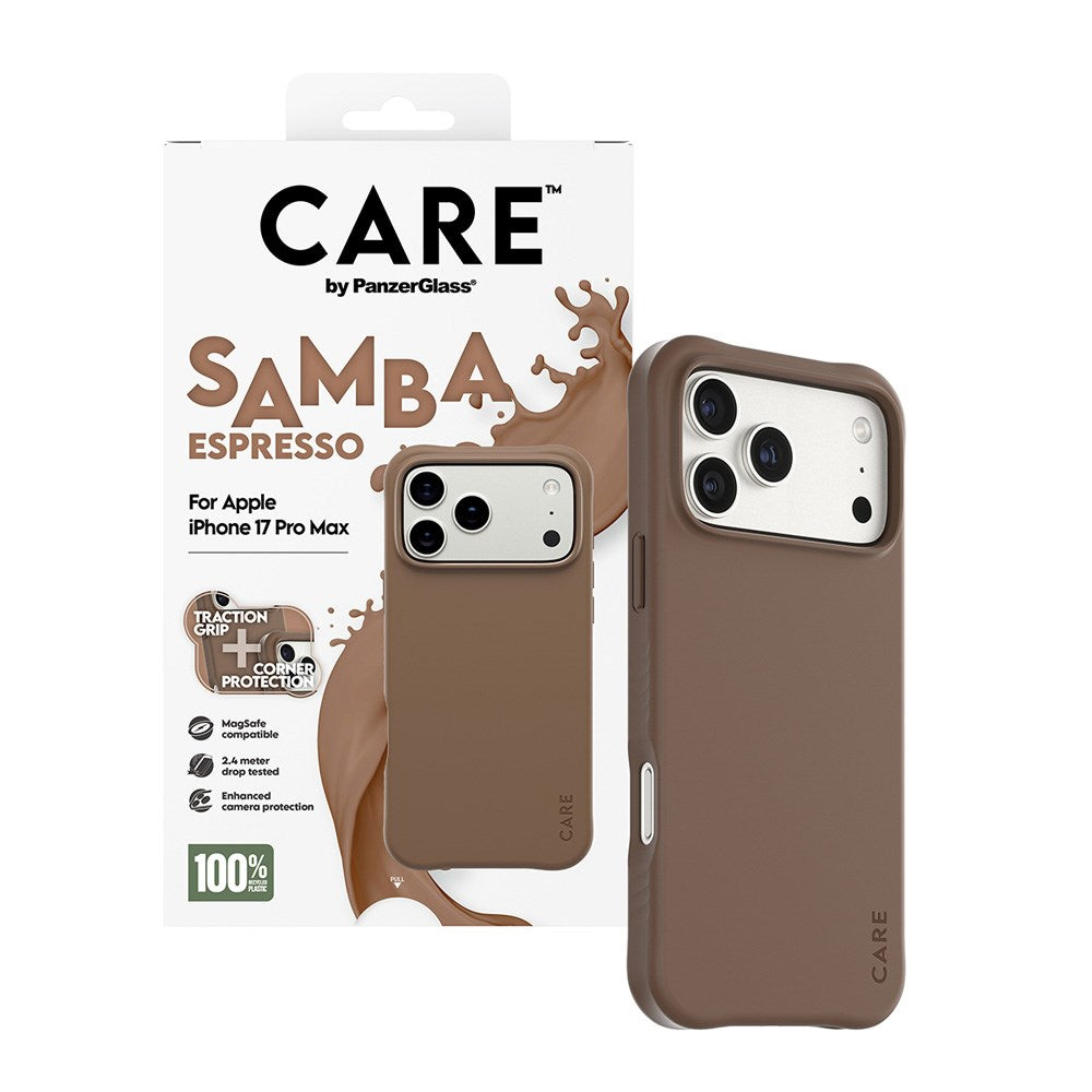 iPhone 17 Pro Max CARE by PanzerGlass Fashionable Samba Mobil Cover - MagSafe Kompatibel - Espresso