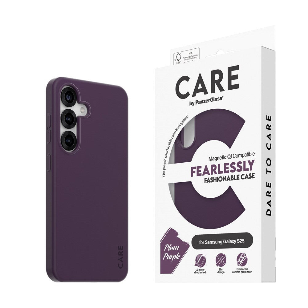 Samsung Galaxy S25 CARE by PanzerGlass FASHION Fearlessly Fashionable Case - QI Kompatibel - Plum Purple