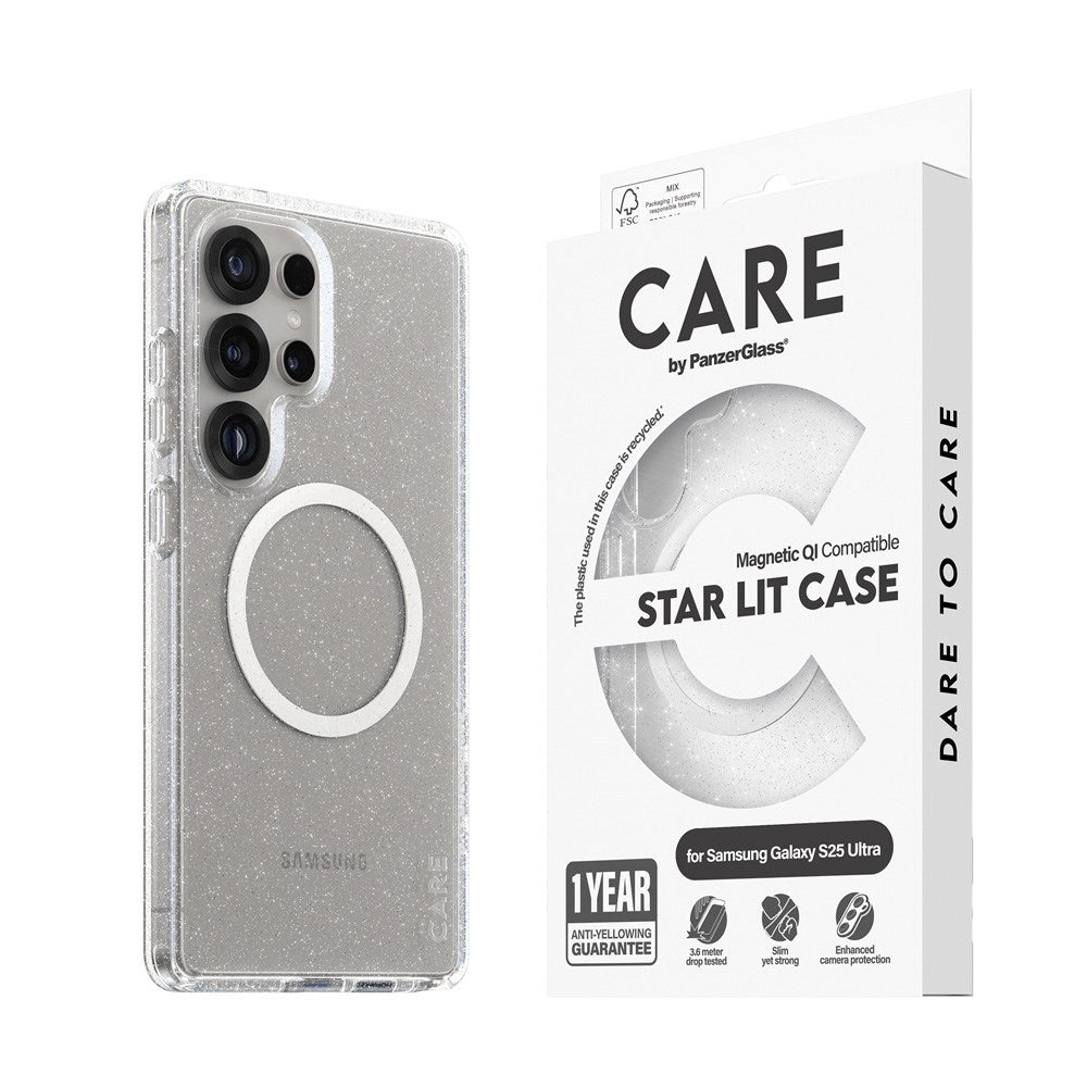 Samsung Galaxy S25 Ultra CARE by PanzerGlass FLAGSHIP Urban Combat Case - Qi Kompatibel - Star Lit / Hvid