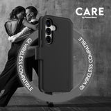 Samsung Galaxy S25 CARE by PanzerGlass Feature Tango 2-in-1 m. Pung Mobil Cover - Qi Kompatibel - Sort