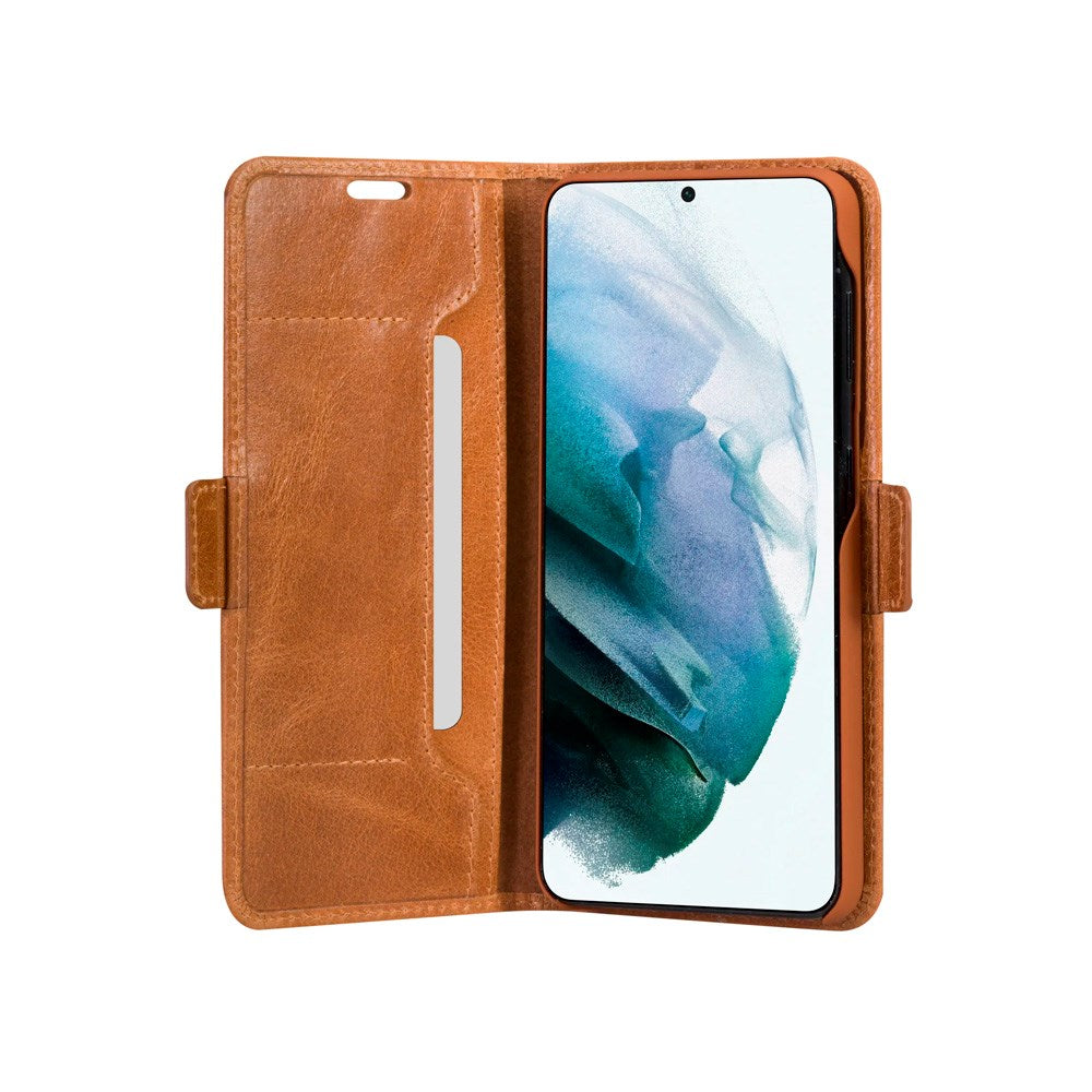 Samsung Galaxy S21 FE - dbramante1928 Copenhagen Slim Ægte Læder Flip Cover m. Pung - Tan