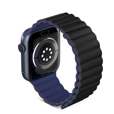 Epico Apple Watch (42/44/SE/45/46/49mm) Magnetisk Silikone Urrem - Sort / Blå