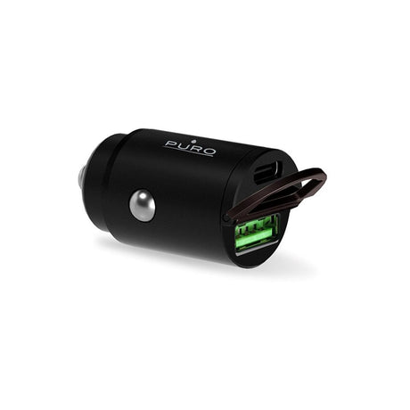 Puro PD 30W Mini Biloplader m. 1 x USB-A og 1 x USB-C Port - Sort