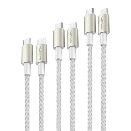 4smarts USB-C til USB-C PremiumCord - 3x USB-C til USB-C Kabel m. USB-C Adapter & Forlænger - Hvid