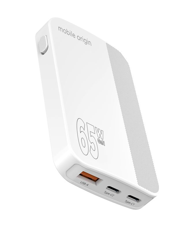 Mobile Origin Slim Charger 65W (2x USB-C, 1x USB-A) - Hvid