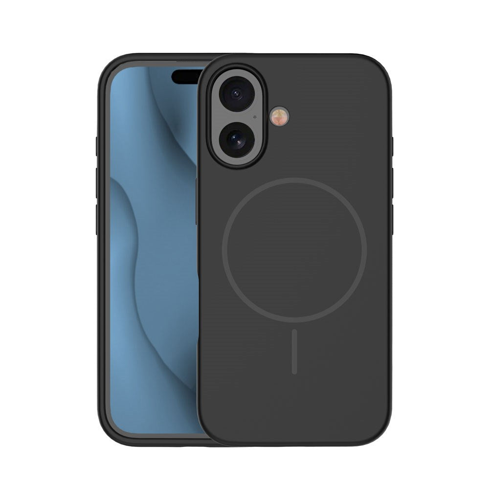 iPhone 16 Plus Silicone Thin Mobil Cover - MagSafe Kompatibel - Sort