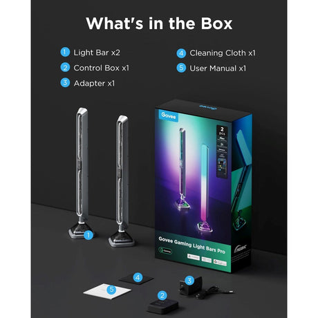Govee Smart Gaming Light Bars Pro - Tresidet Design - Gennemsigtig / Metal