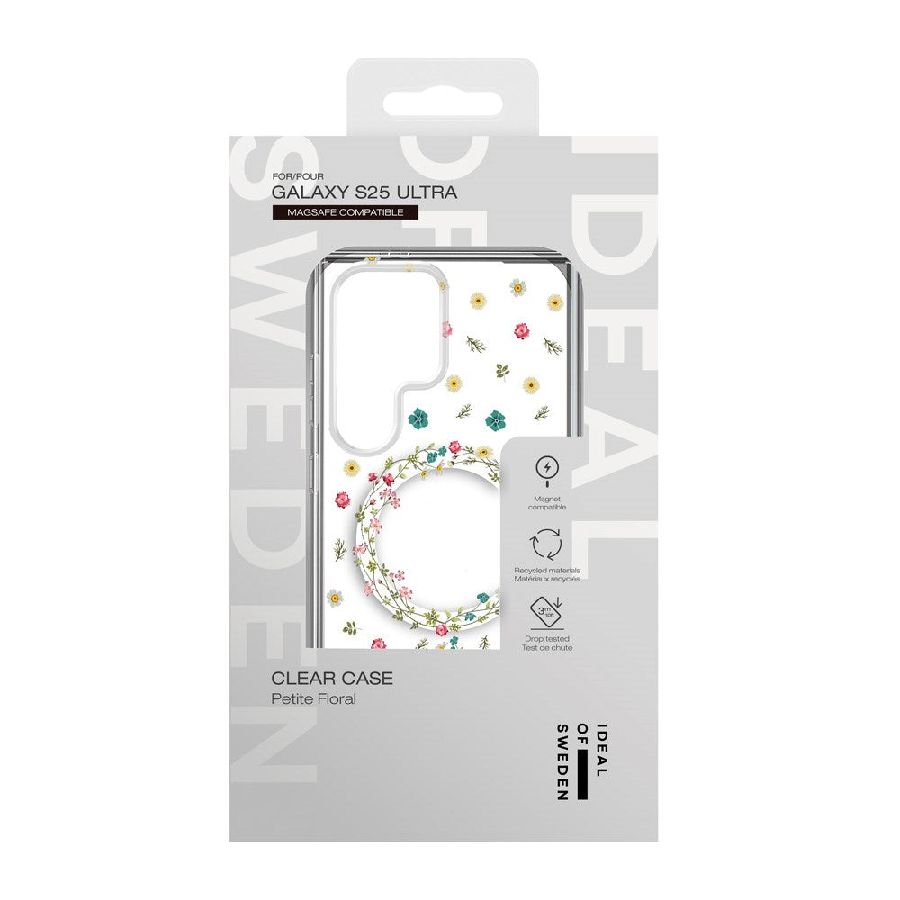 Samsung Galaxy S25 Ultra iDeal Of Sweden Clear Cover - Trådløs Opladning - Petite Floral