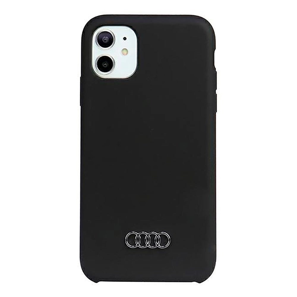 Audi iPhone 12 / 12 Pro Silikone Cover m. Metal Logo - Sort