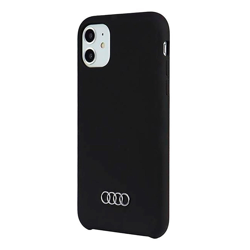 Audi iPhone 12 / 12 Pro Silikone Cover m. Metal Logo - Sort