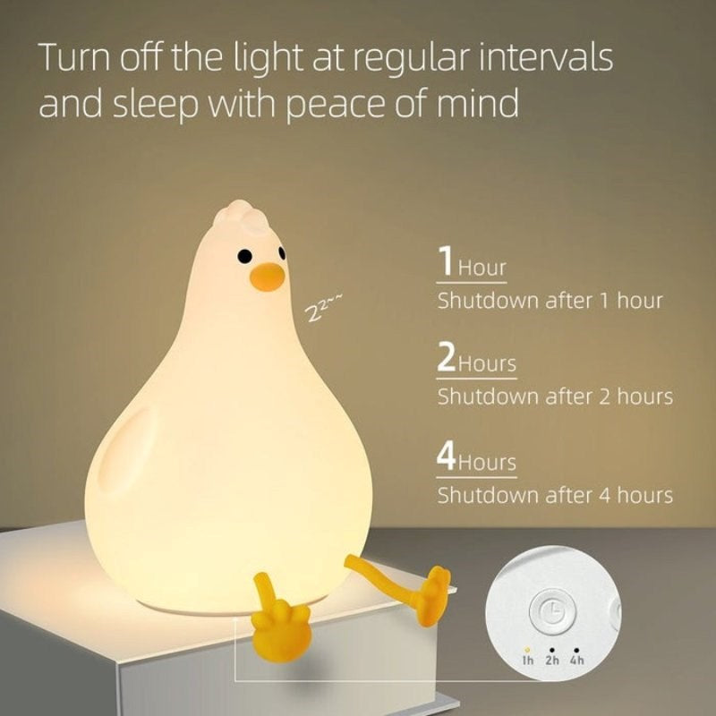Lippa Genopladelig Silikone Natlampe m. Timer - Kylling