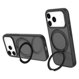 Lippa iPhone 17 Pro Hybrid Cover m. Roterende Kickstand - MagSafe Kompatibel - Mat / Sort