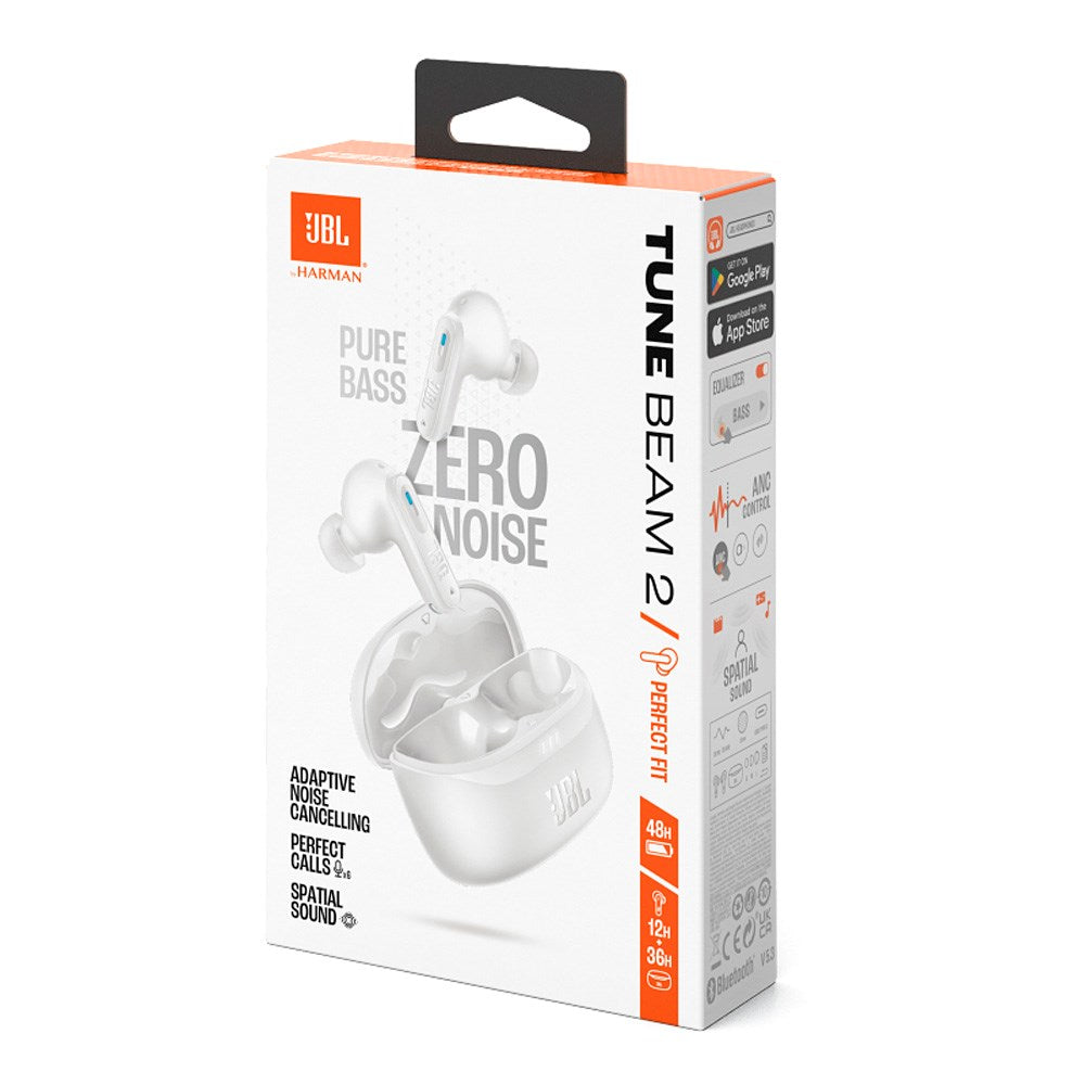 JBL Tune Beam 2 - True Wireless Hovedtelefoner m. Aktiv Støjreducering - In-Ear - Hvid