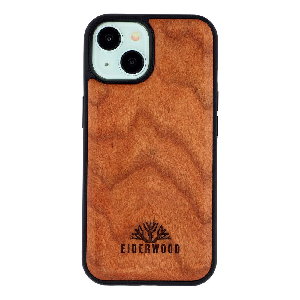 iPhone 15 - EIDERWOOD Magnetisk Træcover - MagSafe Kompatibel - Kirsebærtræ