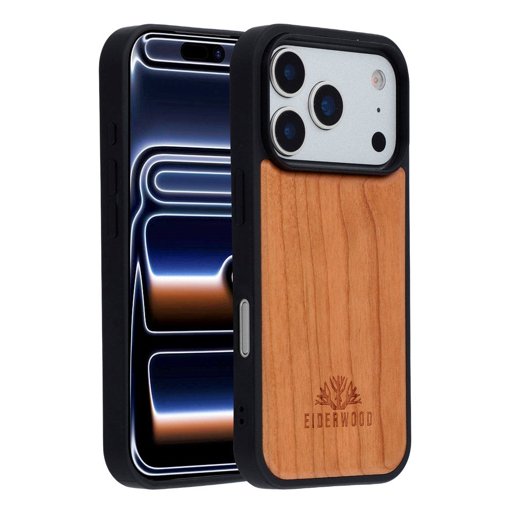 iPhone 17 Pro - EIDERWOOD Magnetisk Træcover - MagSafe Kompatibel - Kirsebærtræ