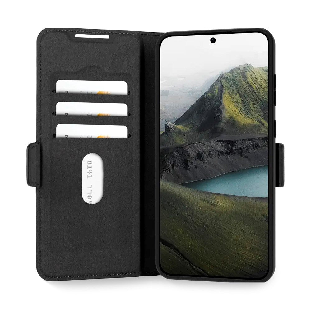 dbramante1928 Samsung Galaxy S25 FE Oslo Pro Genanvendt Plastik Flip Cover - Kortholder og Ståfunktion - Sort