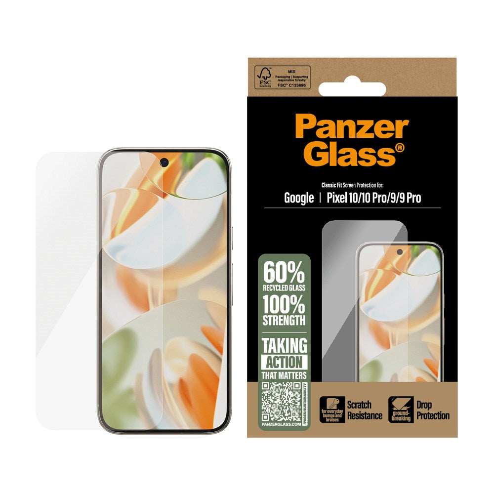 PanzerGlass Google Pixel 10 / 10 Pro / 9 / 9 Pro Hærdet Beskyttelsesglas - Classic Fit - Gennemsigtig