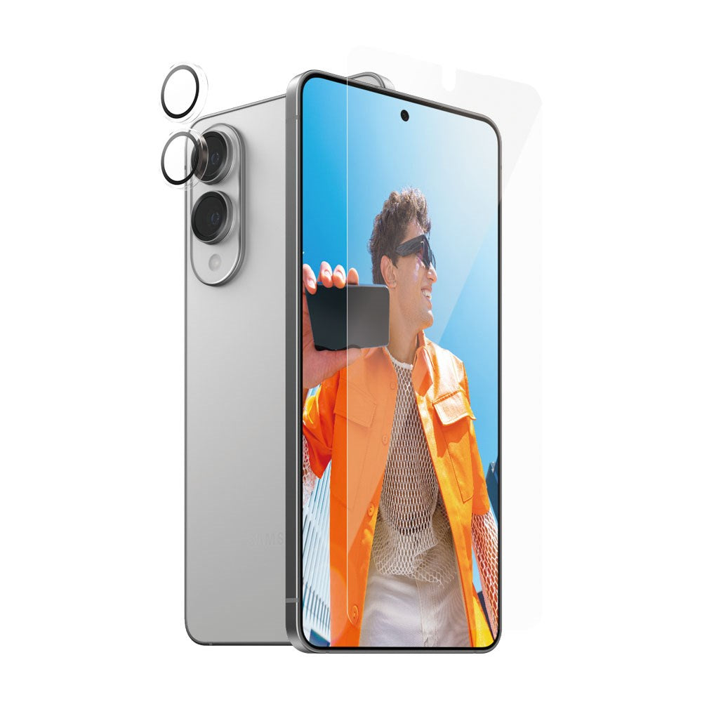 PanzerGlass Samsung Galaxy S25 Edgex 2-i-1 Bundle m. EasyAligner - Skærmbeskyttelse / Kamerabeskyttelse - Gennemsigtig / Sort