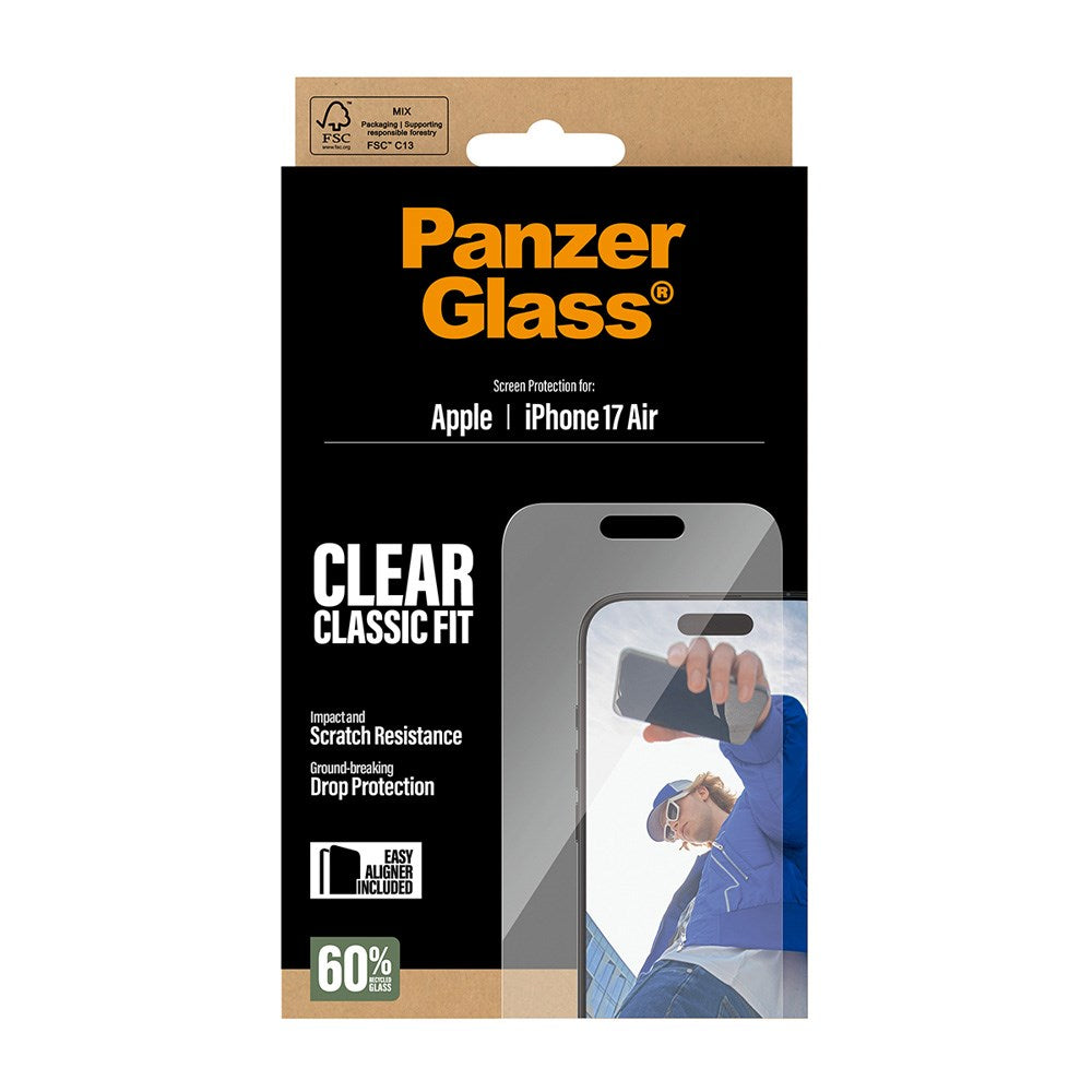 PanzerGlass iPhone Air Hærdet Beskyttelsesglas inkl. EasyAligner - Classic Fit - Gennemsigtig