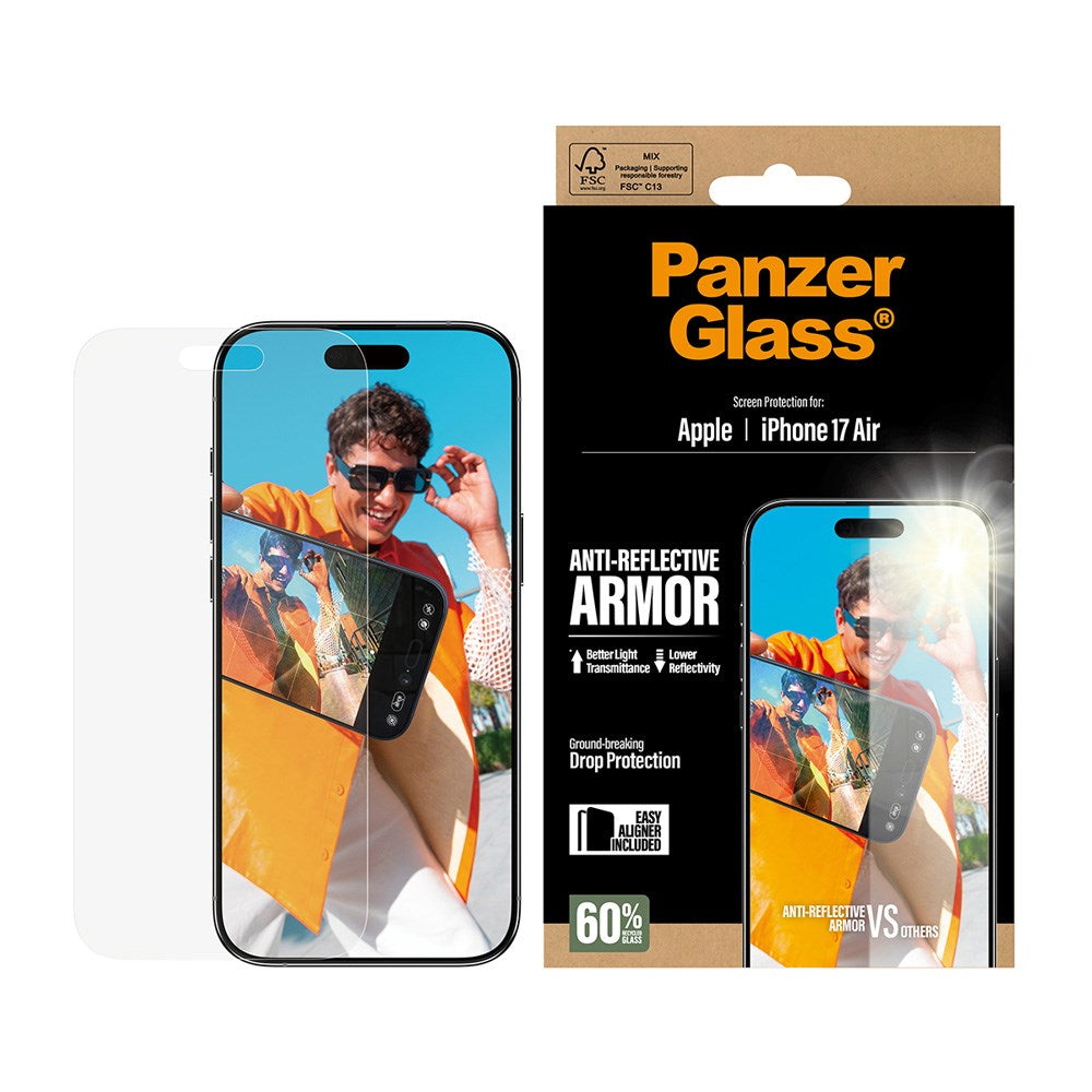 iPhone Air PanzerGlass Ultra Wide Fit Beskyttelsesglas m. EasyAligner - Anti-Reflective - Gennemsigtig