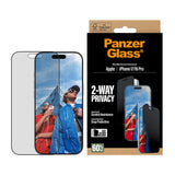 iPhone 17 / 16 Pro PanzerGlass 2-Way Privacy Skærmbeskyttelsesglas - Ultra-Wide Fit - Gennemsigtig
