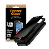 iPhone 17 / 16 Pro PanzerGlass 2-Way Privacy Skærmbeskyttelsesglas - Ultra-Wide Fit - Gennemsigtig