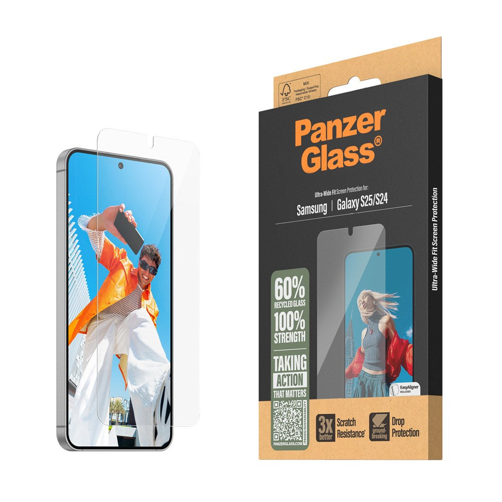 PanzerGlass Samsung Galaxy S25 Ultra-Wide Fit Skærmbeskyttelsesglas - Gennemsigtig