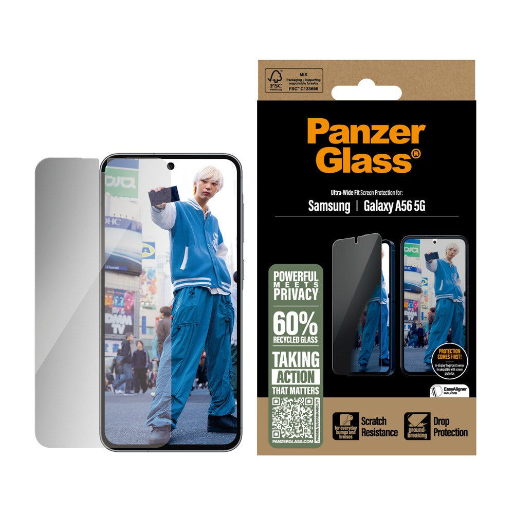 PanzerGlass Samsung Galaxy A56 (5G) Ultra Wide Fit Beskyttelsesglas m. EasyAligner - Gennemsigtig / Privacy