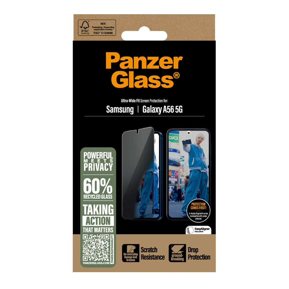 PanzerGlass Samsung Galaxy A56 (5G) Ultra Wide Fit Beskyttelsesglas m. EasyAligner - Gennemsigtig / Privacy