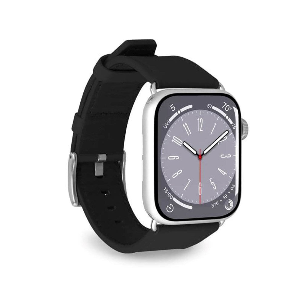 Apple Watch (42/44/SE/45/46/49mm) Puro E-CLASSIC Vegansk Læder Rem - Sort