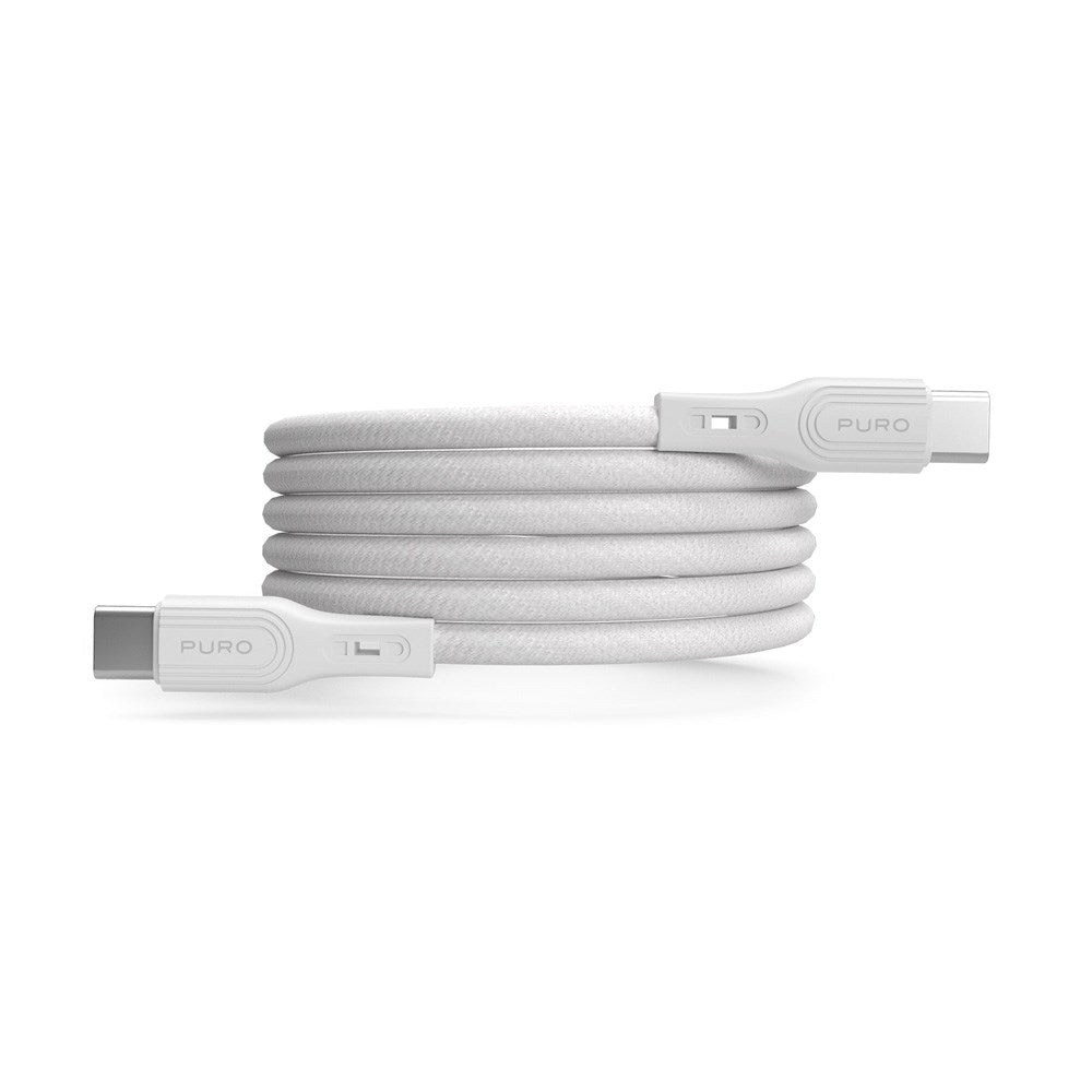 Puro 60W USB-C til USB-C Kabel med Magnetisk Tilslutning - 1m - Hvid