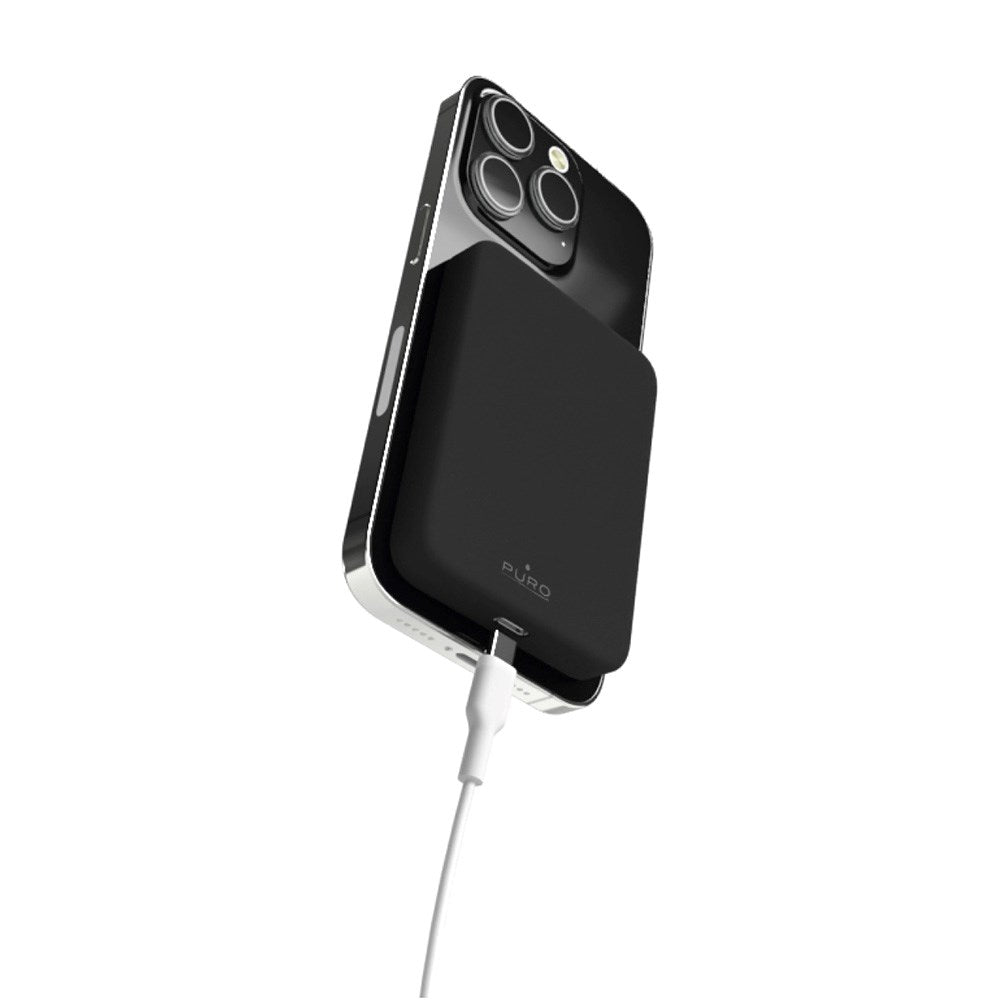 Puro Mini Power Mag 15W Magnetisk Powerbank 4200 mAh - USB-C Stik - MagSafe Kompatibel - Sort