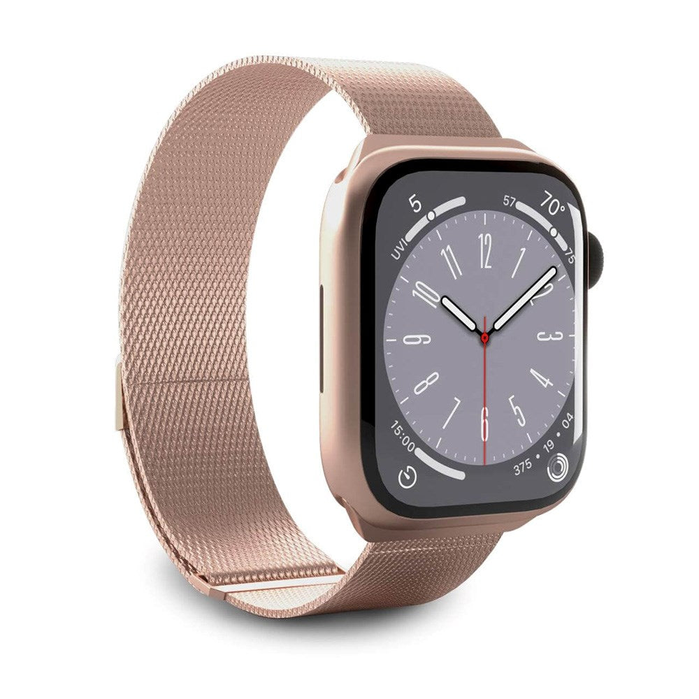 Apple Watch (38/40/SE/41/42mm) Puro MILANESE Rustfri Stål Rem - Lyserød