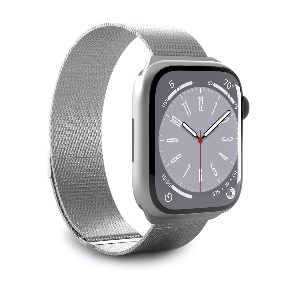 Apple Watch (42/44/SE/45/46/49mm) Puro MILANESE Rustfri Stål Rem - Titanium