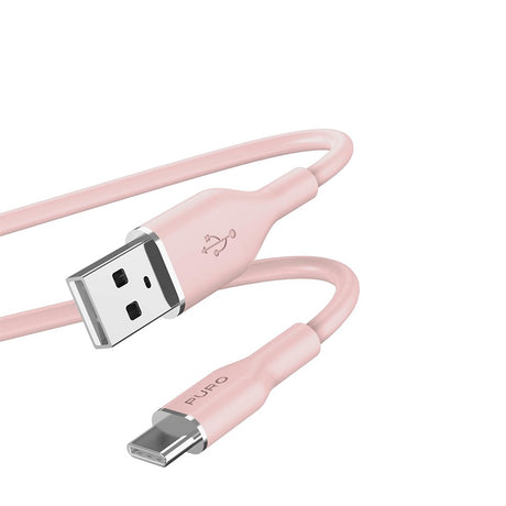 PURO Soft - USB-A til USB-C Kabel - 1.5m - Lyserød