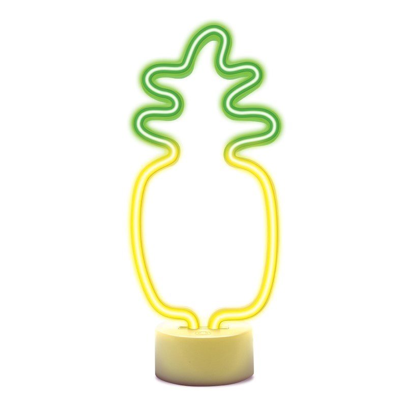 Neon Dekoration m. Fod LED fra Forever Light - Gult / Grønt Lys m. Ananas