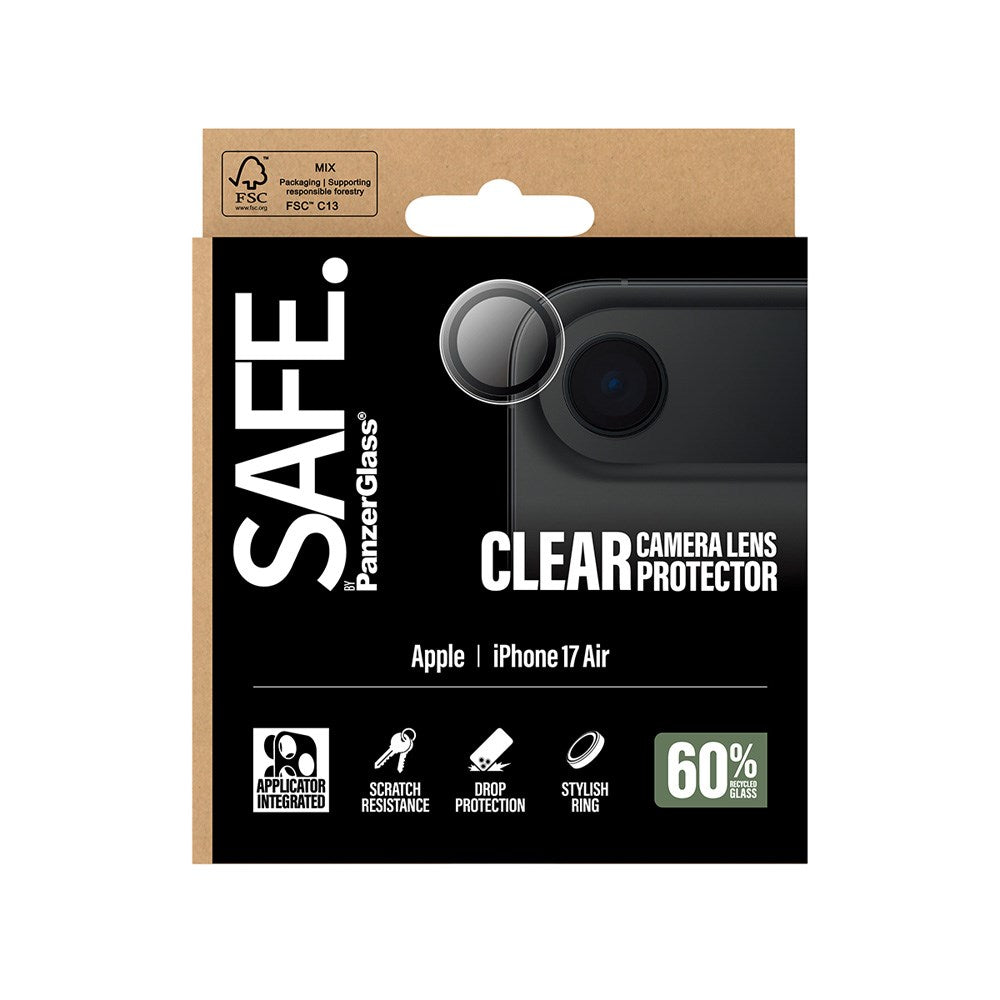 iPhone Air Safe by PanzerGlass Kameralinsebeskyttelse - Hærdet Glas - Gennemsigtig / Sort