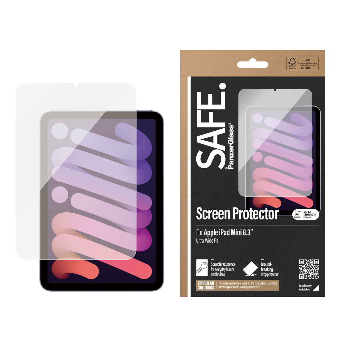 SAFE by PanzerGlass® Skærmbeskytter til iPad Mini (2024) / (2021) - Ultra-Wide Fit - Gennemsigtig