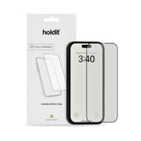 Holdit iPhone 16 / 15 / 14 Pro Hærdet Glas mobil Skærmbeskyttelse 3D - Case Friendly - Gennemsigtig / Sort Kant