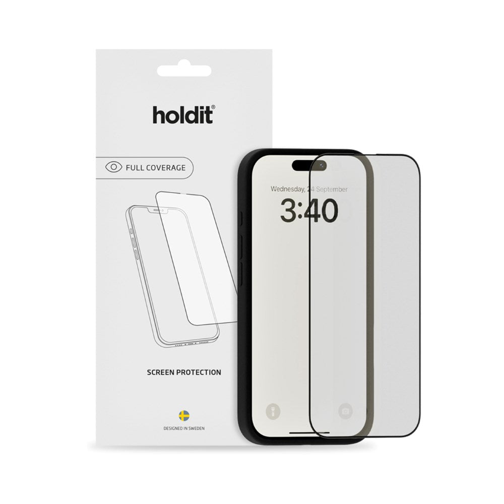 Holdit Samsung Galaxy S24 Hærdet Glas Skærmbeskyttelse 9H - Sort Kant