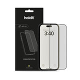 Holdit iPhone 15 Pro Hærdet Glas Skærmbeskyttelse m. Privacy Funktion - Sort Kant