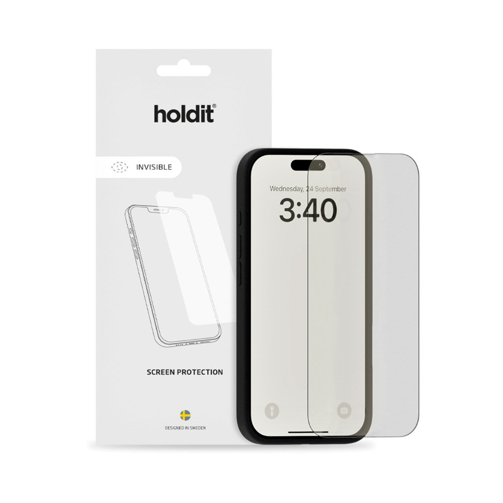 Holdit iPhone 14 / 13 / 13 Pro Hærdet Glas Skærmbeskyttelse 9H - Case Friendly - Gennemsigtig