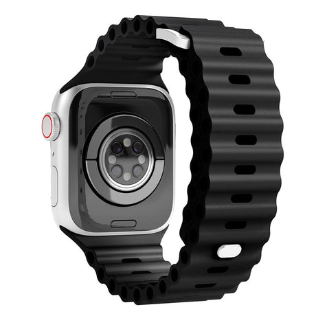 Vonmählen Apple Watch (38/40/SE/41/42mm) Wave Silikone Rem - Sort