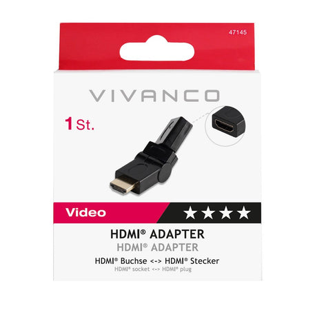 Vivanco HDMI Adapter (Hun til Han) - 360° Roterbar - Sort