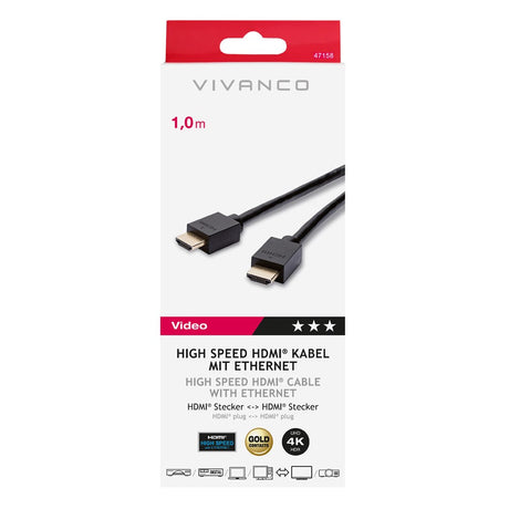 Vivanco HDMI 2.0 Han til Han Kabel - 4K / 60Hz - 1m - Sort
